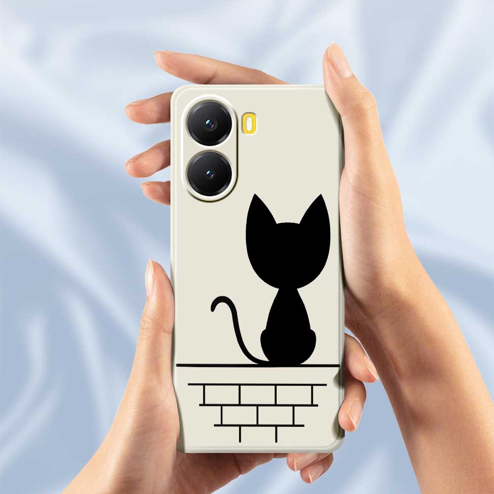 For Xiaomi Redmi Turbo 4 5G/Poco X7 Pro 5G Case Black Cat on the Wall Pattern Printing Straight Edge TPU Phone Back Cover