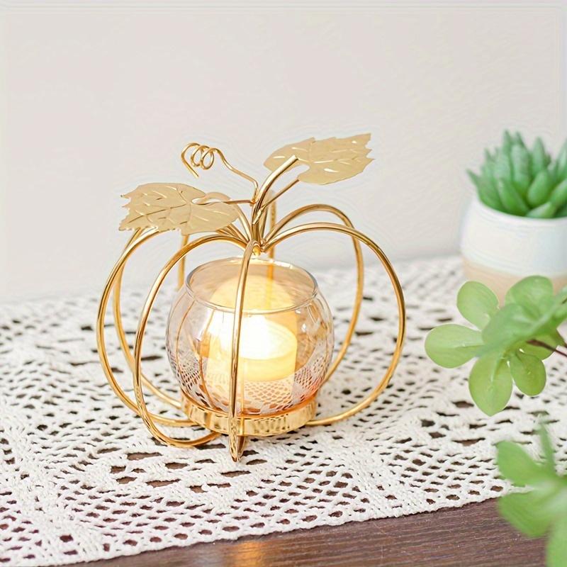 Charming Pumpkin-Shaped Metal Candle Holder Perfect for Thanksgiving, Halloween Christmas Decor Ideal Tabletop Centerpiece for Home Office