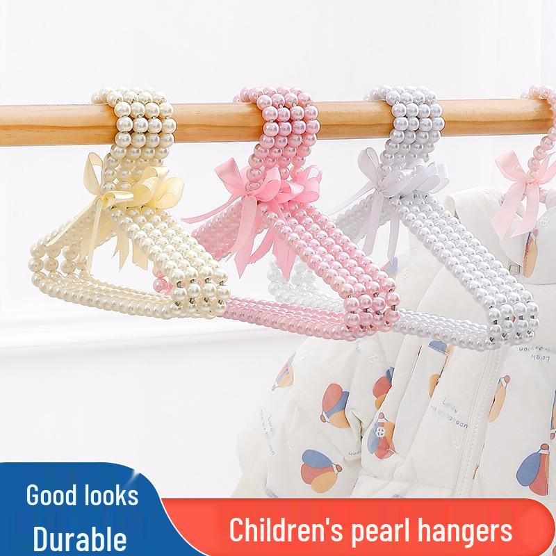 Perlová dětská ramínka: Stojan na sušení novorozeneckého oblečení a úložný prostor ve skříni pro dívky