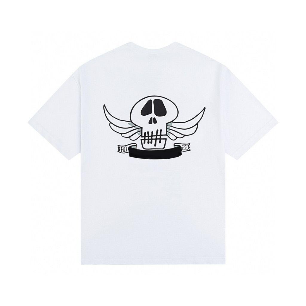Angel Wings Skull Print T-shirt 2025 Men's Summer Fashion Trend High-end Top Casual Loose Short-sleeved Couple