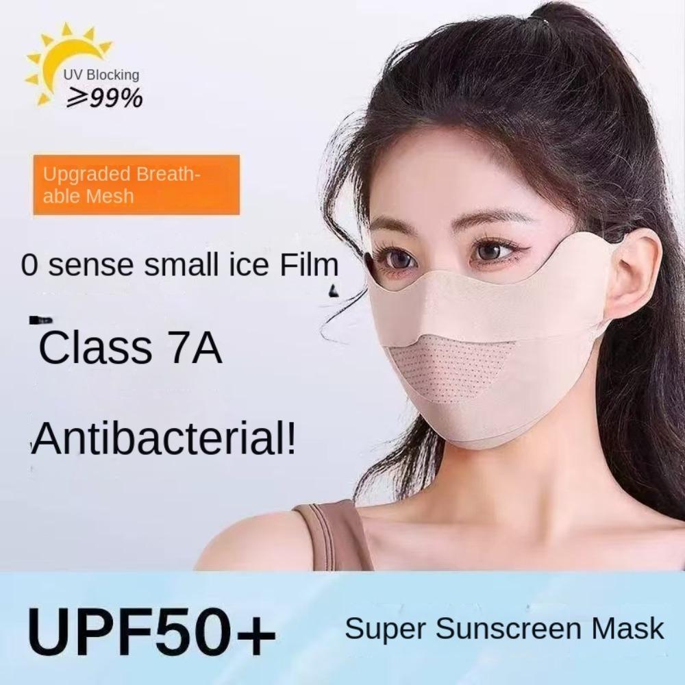 Solid Color UV Face Mask Quick Drying Cycling Face Cover Adjustable Ice Silk Sunscreen Mask  Golf