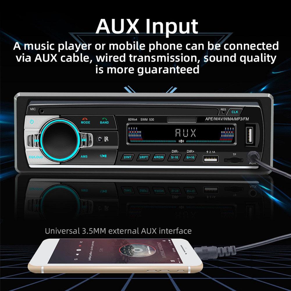 1 Din Car Stereo Radio Car Radio USB MP3 Player Car Audio Player 12 Pin Interface Fast USB Charging Four Channel Output