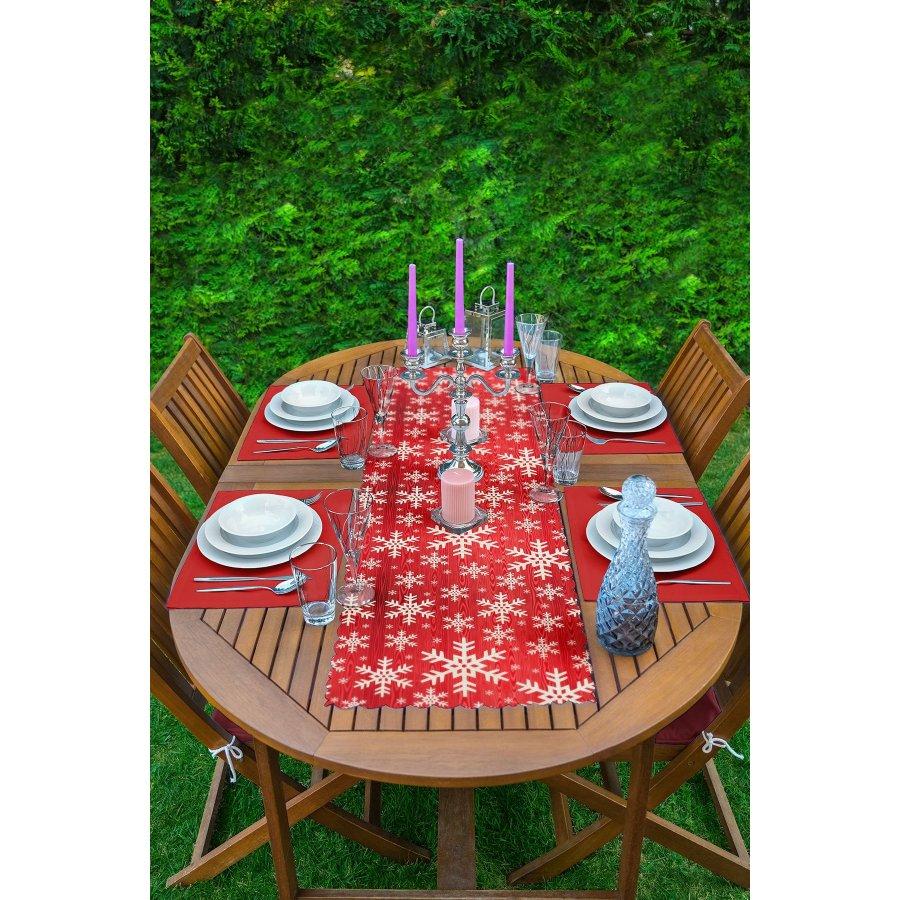 New Year Themed Snowflake Runner and Placemat Set 5 Pieces / Placemat Table Mat Dining Table Mat Coaster