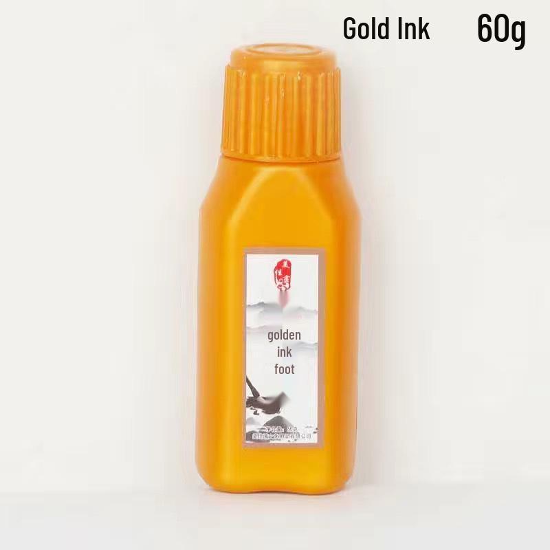 Goldene Indische Tinte für Kalligraphie & Pinselmalerei - Ideal zum Kopieren des Herz-Sutras & zum Erstellen Goldener Couplets.