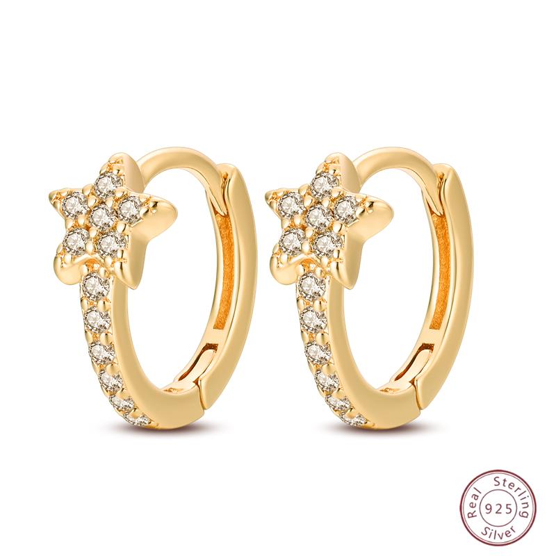 925 Ayar Burgu Halka Küpeler Minimalist Altın Yuvarlak Moda Zirkon Tokalı Düğün Takısı Kadınlar İçin Hediye