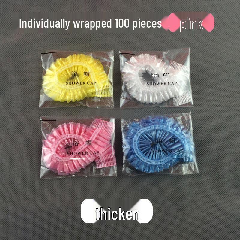 Hochdruck Einweg-Duschhaube - Transparent gestreiftes dickes PE-Plastik für Salon- & Hotelgebrauch