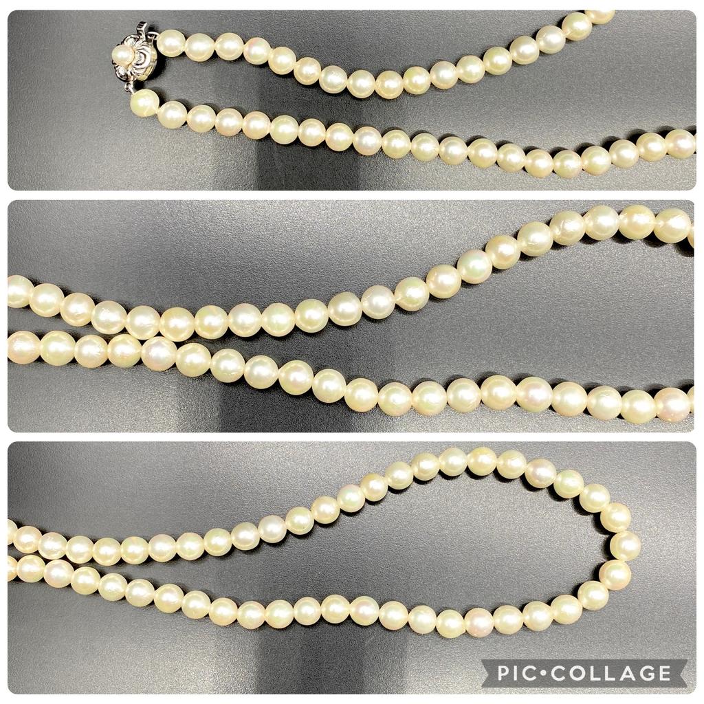Akoya Pearl Necklace Natural Jewelry Pink Beige Approx. 41cm 6.5mm–7.0mm 27.0g Silver Clasp w/Box