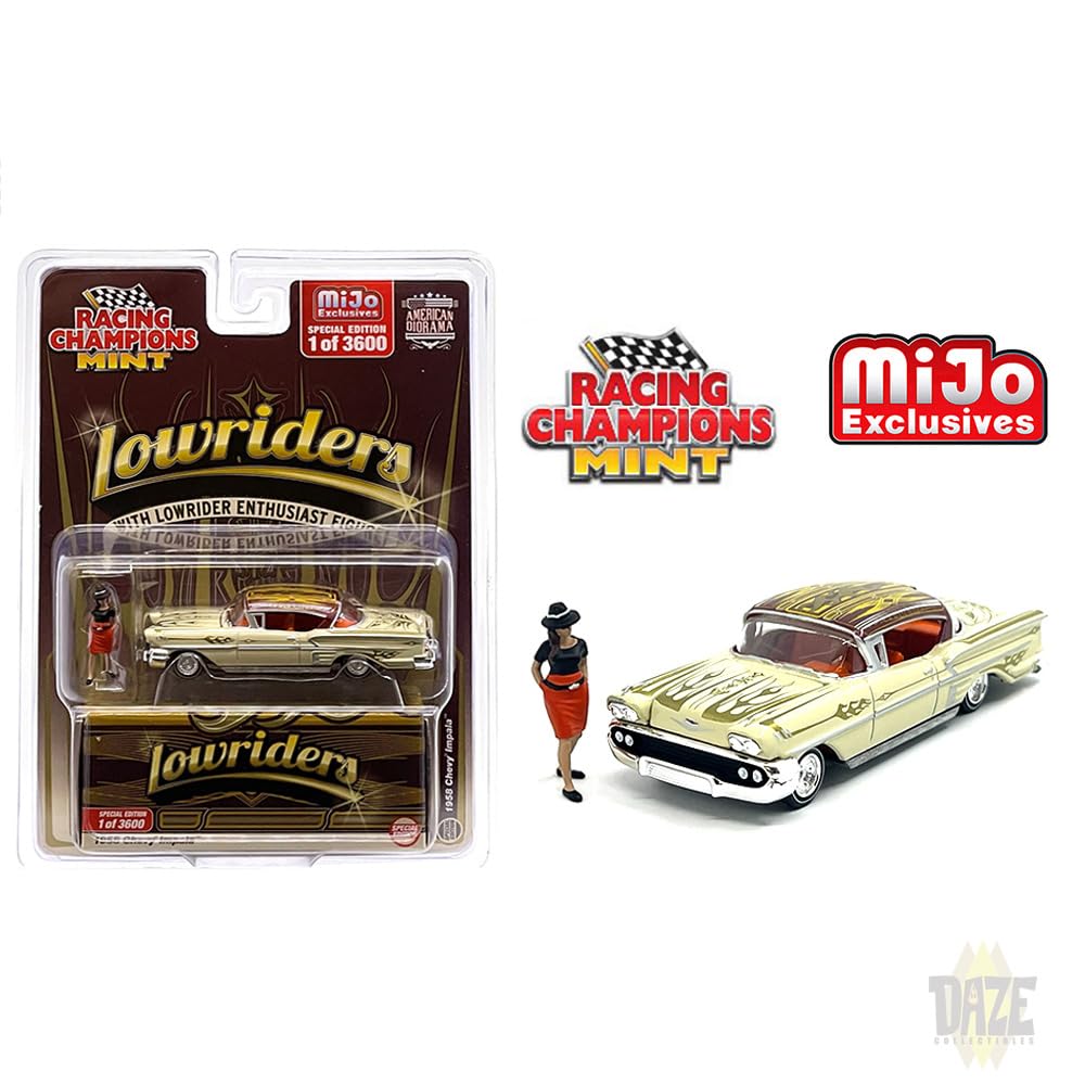 RACING CHAMPIONS 164 Scale “MiJo Exclusive - Lowriders - 1958 Chevy Impala with Figure”