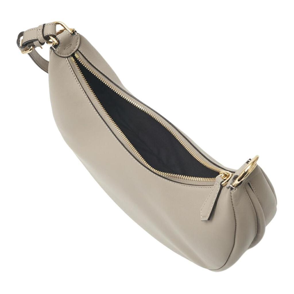 Fendi Graphy Gold Logo Zipper Closure Leather Crescent Bag Women Handbags Pigeon-Gray 8BR798A5DYF1JCT