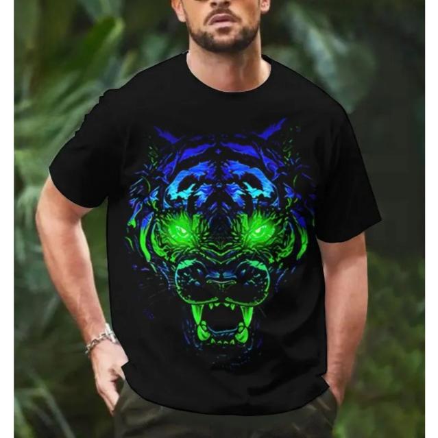 Herren 3D-bedrucktes Kurzarm-O-Ausschnitt-T-Shirt Sommer-Tees