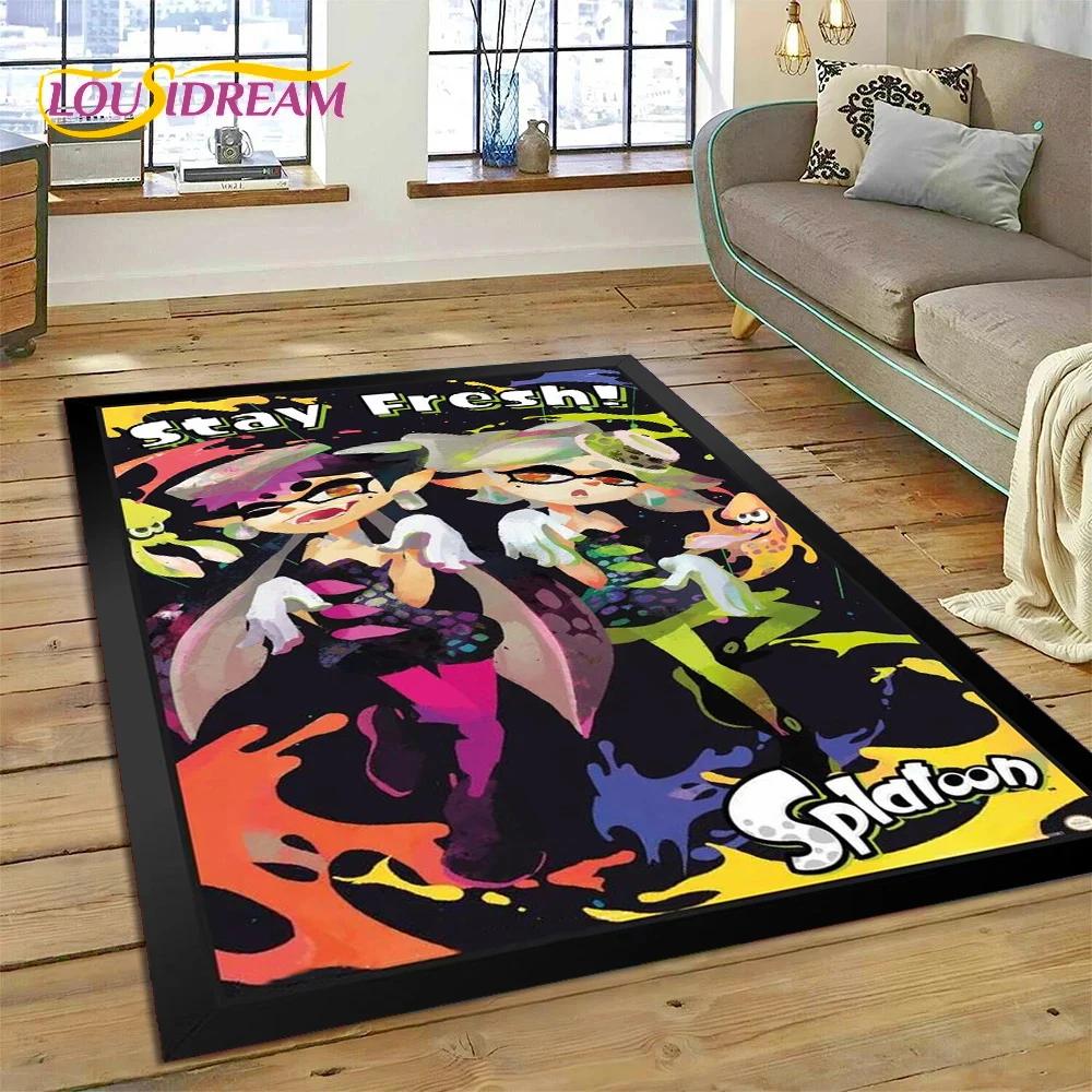 Tappeto Gioco Cartone Animato Splatoon3 PC Gamer per Camera da Letto Soggiorno Decorazione Casa Divano, Tappetino da Pavimento Decorativo Grande Gioco per Bambini Regalo