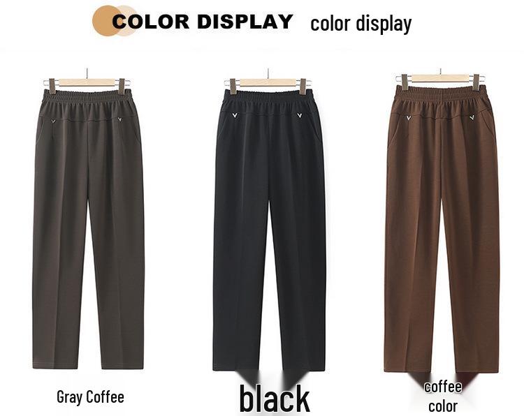 Elastische Bundhose mit geradem Bein für Frauen mittleren Alters und ältere Frauen - Vielseitige Freizeithose mit Taschen für Frühling und Herbst.