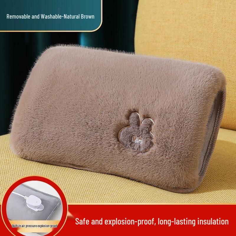 OIMG Soft Faux Mink Rechargeable Hot Water Bottle
