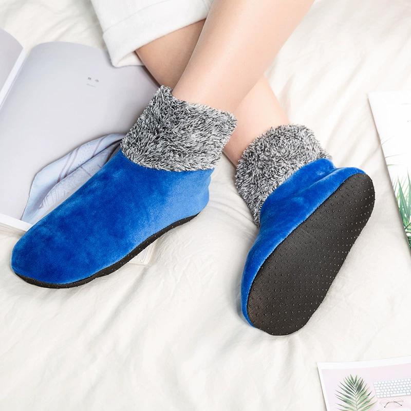 1 Paar Hausschuhe Socken Thermisch Weich Plüsch Winter Bodensocken Hoher Schaft Anti-Rutsch-Sohlen Dick