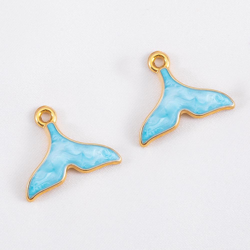 10pcs Trend White Enamel Ocean Coral Conch Fish Bones Fishtail Heart Charms Alloy Pendants DIY Necklace Keychain Jewelry Making