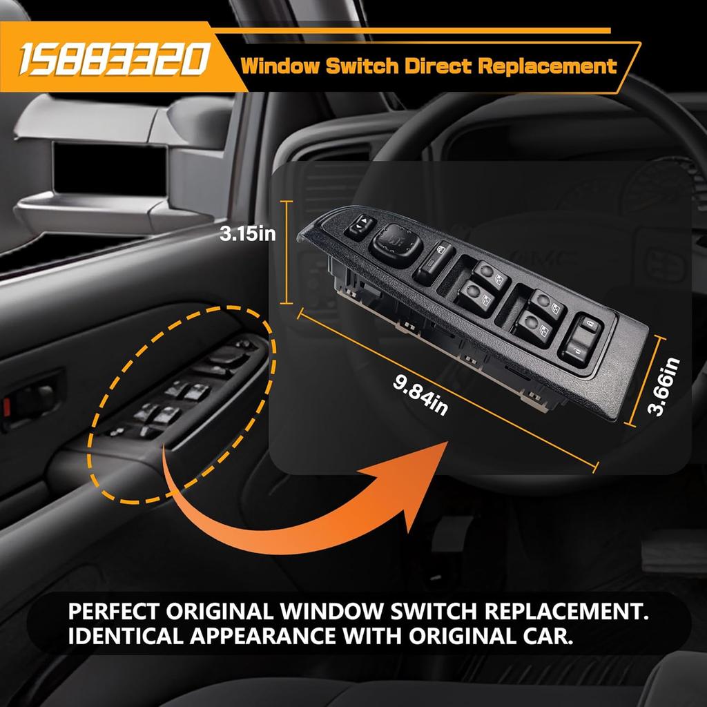 15883320 Driver Side Master Power Window Switch with Panel Assembly Compatible with 2003-2007 Chevrolet Avalanche Silverado Suburban Tahoe GMC Sierra