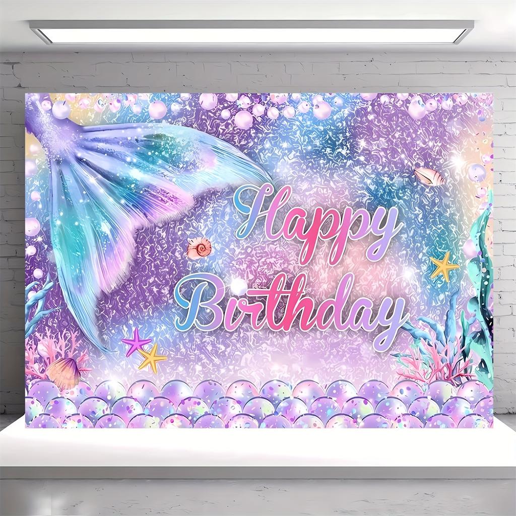 1 piece color fish scales and fish tail birthday theme one-year-old celebration background cloth for photography background