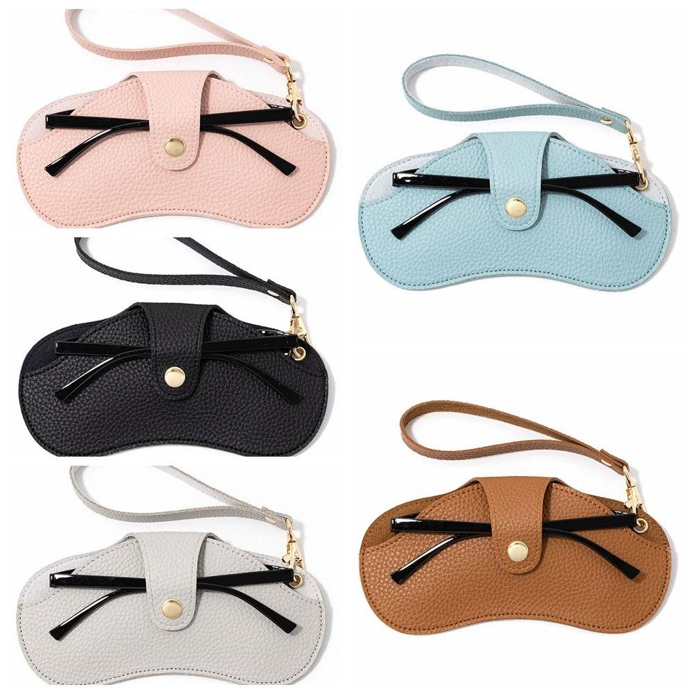 Hanging Neck PU Leather Glasses Bag Printing Sunglasses Eyeglass Bag Glasses Storage Bag  Outdoor