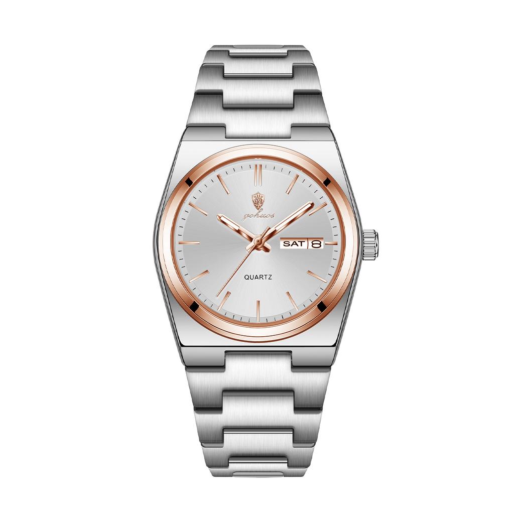 Gohuos 78807 Elegant Women Watches Waterproof Luminous Date Week Ladies Watch Quartz Stainless Steel Woman's Fashion Wristwatch