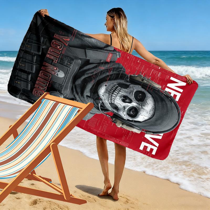 Name Custom Ghost COD Print Beach Towel, Large Soft Quick Dry Towel for Beach Camping Swimming