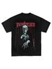 Women's and Men's Graphic T-Shirt Black and White Contrast Retro Gothic Design Suitable for Halloween Theme and Casual Tee