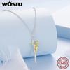 WOSTU Collana con Ciondolo Abbraccio Reale in Argento 925 Argento Oro Bicolore Ciondolo Mamma e Bambino Regalo di Famiglia Gioielli per Mamma