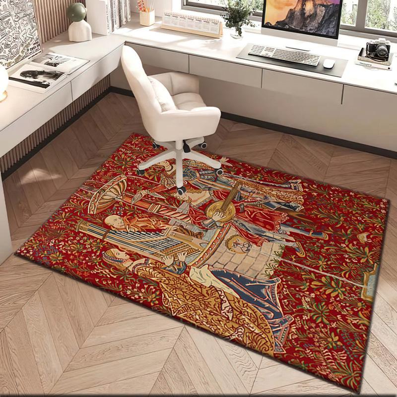 1pc Medieval Period Art Court Carpet Rug for Living Room Bedroom Home Sofa Decoration,Kids Play Non-slip Floor Mat
