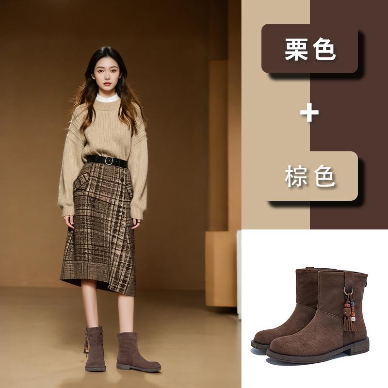 New Martin Boots for Women 2025 Winter New Retro Foreign Style Short Boots Thick-soled Casual Versatile Maillard Boots for Women