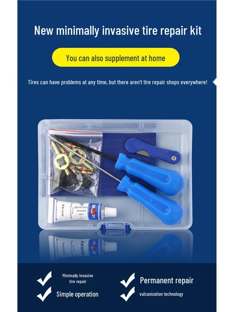 Compact Tire Repair Kit for Cars, Motorcycles, & Electric Vehicles