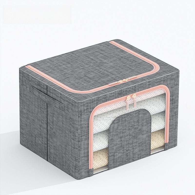 24/66L Large capacity clothes basket Steel frame foldable clothes storage box Cotton quilt hat scarf Wardrobe organizer