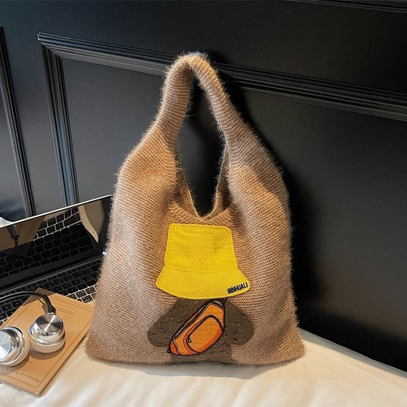 

Korean Knitted Doll Print Underarm Shoulder Bag,Designer Fashio Versatile Casual Handbag,Lightweight Commuting Shopper Pouch 37x5x28cm хаки
