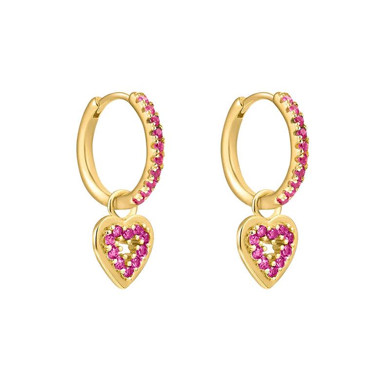Rainbow Colored Zircon Ear Buckle Set, Love Water Drop Pendant, Small Earrings, Light Luxury and Exquisite Stacked Women's Earrings.