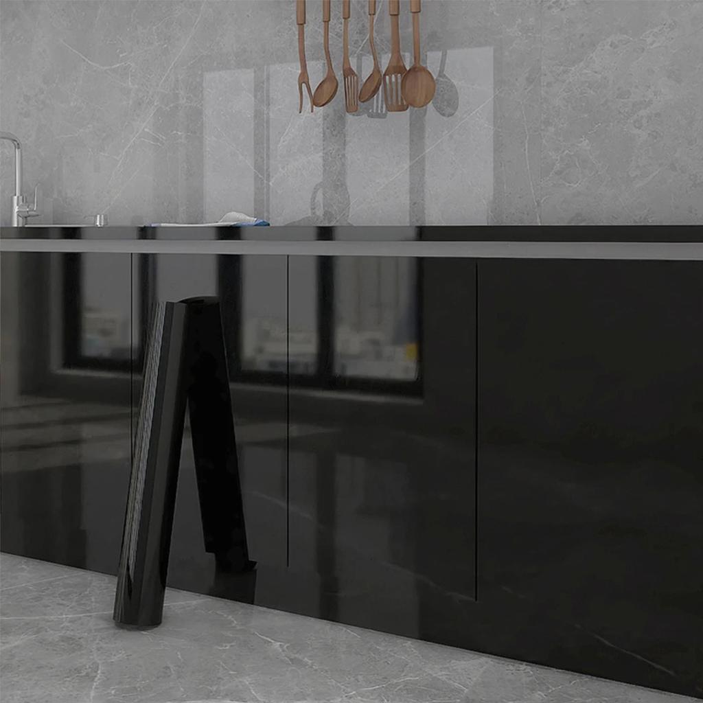 Marmor selbstklebende Tapete, Vinyl Wandaufkleber, Küchen Dekorationsfolie, wasserdichte Tapete für Heimdekoration, Schwarz