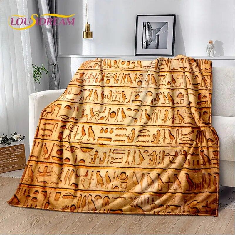 3D Egyptian Mythology Pharaoh Hieroglyphics Soft Plush Blanket,Flannel Blanket Throw Blanket for Living Room Bedroom Sofa Picnic