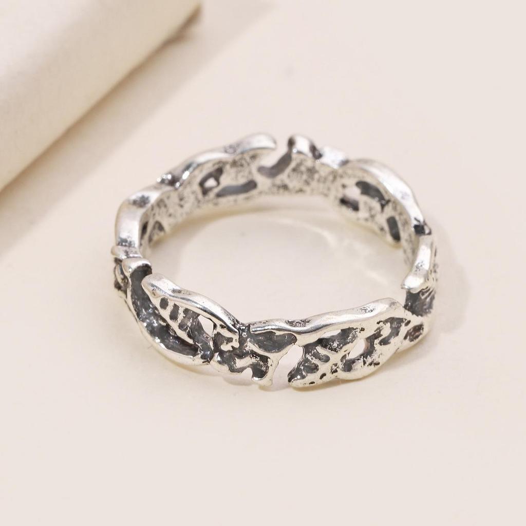Vintage Flower Leaf 925 Silver-Plated Ring - European & American Style Engagement Jewelry