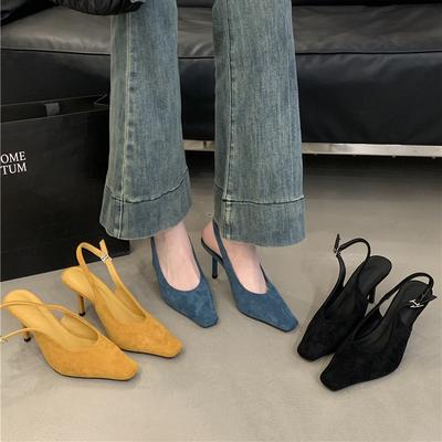 Fashion Bailamos 2025 Autumn Women Sandal Fashion Round Toe Shallow Slip On Ladies Elegant Pumps Shoes Thin High Heel Slingback Shoes