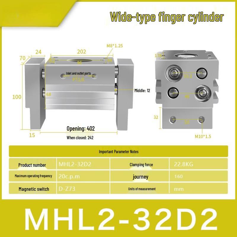 MHL2 Series Pneumatic Parallel Gripper Finger Cylinder