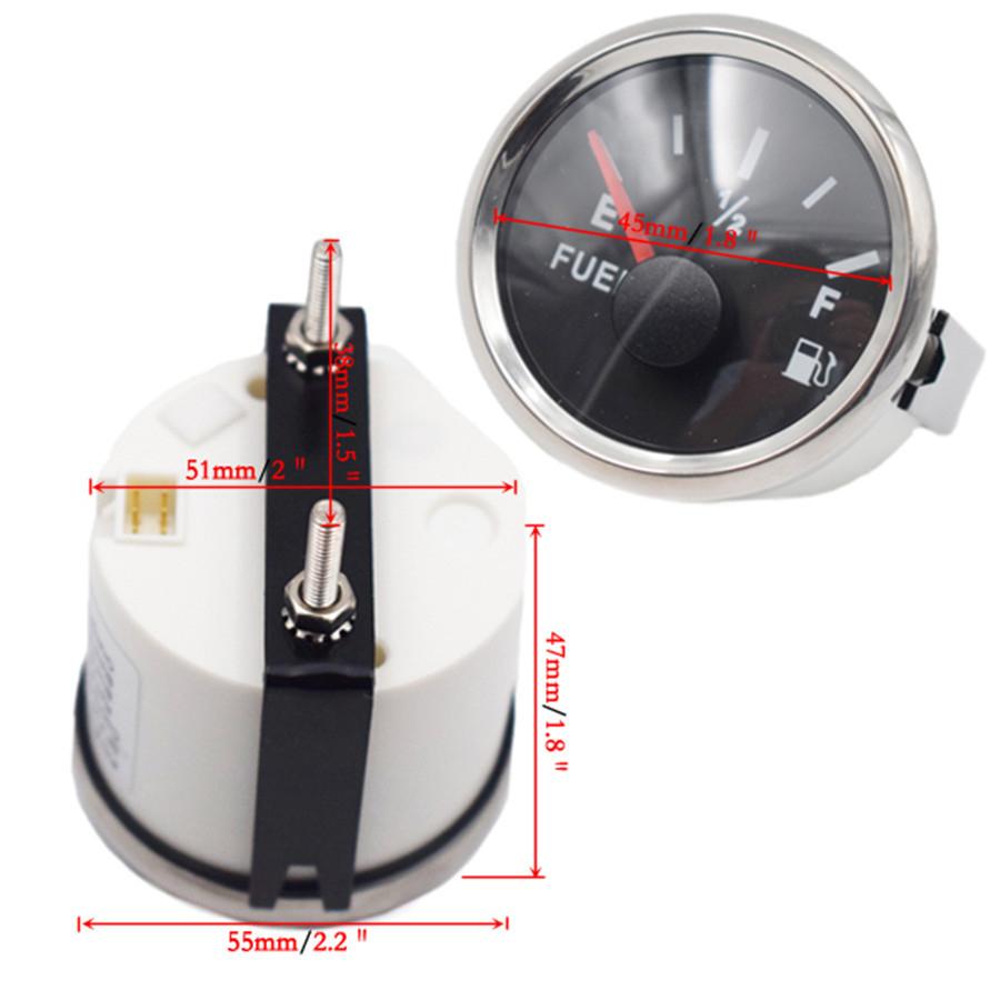 52mm Waterproof Fuel Level Gauge 0-90 Ohms 9-32VDC For Car Truck Motorcycle 24V