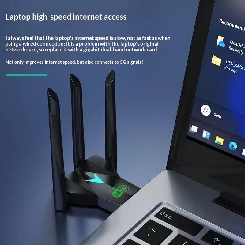 WLAN USB Adapter Dual Band 2,4 GHz + 5 GHz Dongle USB 3.0 Hochgeschwindigkeits 4-Antennen Drahtlose Karte Empfänger für PC/Laptop Win