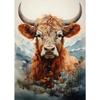 Scottish Highland Cow Wild Animal Nordic Nature Landscape Poster Canvas Painting Wall Art Pictures for Room Home Farmhouse Decor