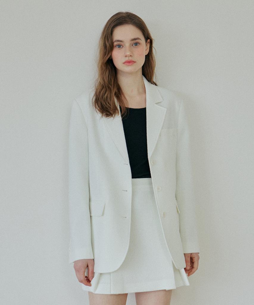 Yuppe Over Tweed Jacket_Ivory