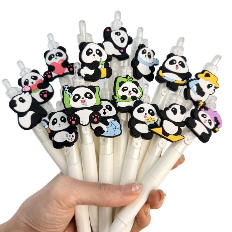 10pcs Cute Little Panda Press Cartoon Super Cute Black and White Panda 0.7 Students Brush Question Good-looking Pen