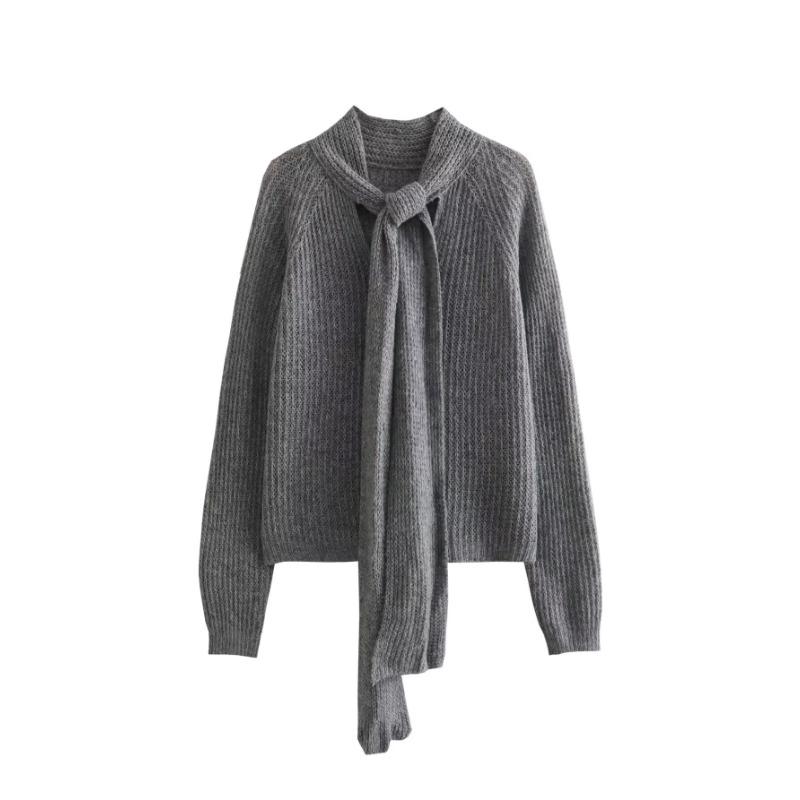 Knitwear With Cutout Fashion Women's Sweaters Knitted Pullovers Autumn Tie Up Long Sleeve Cashmere Sweater Chic Jumpers