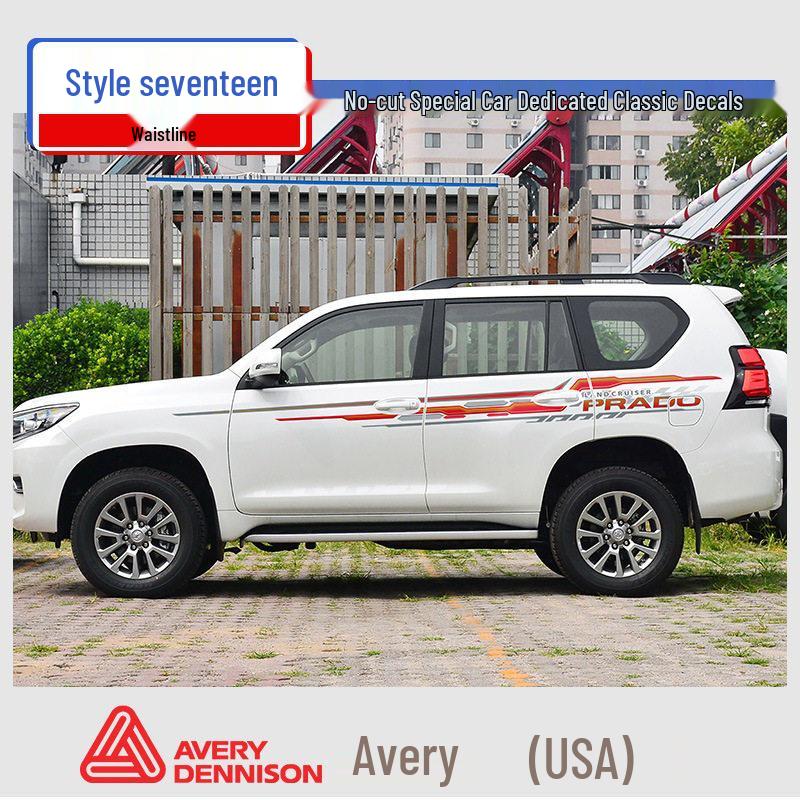 Toyota Prado 10-22 Models Car Body Color Stripe Decal Waistline Sticker.