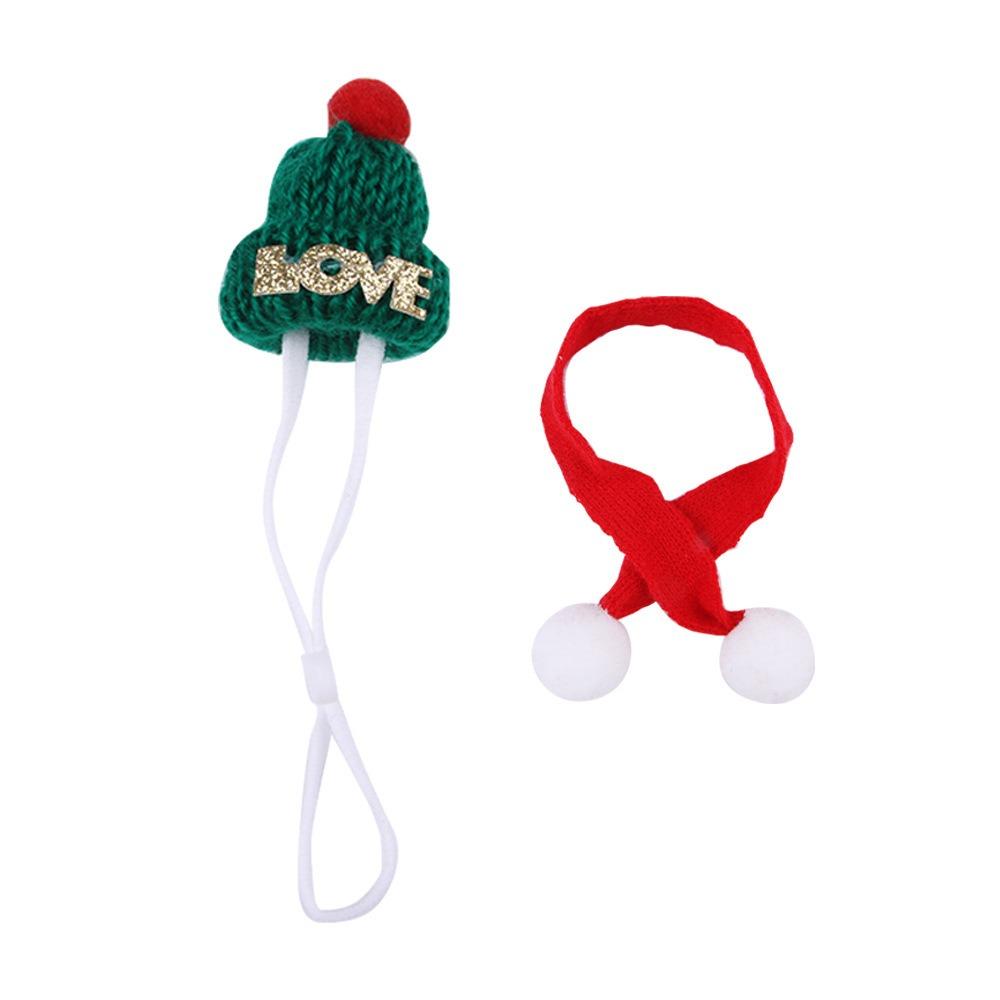 Stripes Mini Scarf Hat Ornament Toy Red and White Mini Knitting Scarf Hat  Doll Accessories
