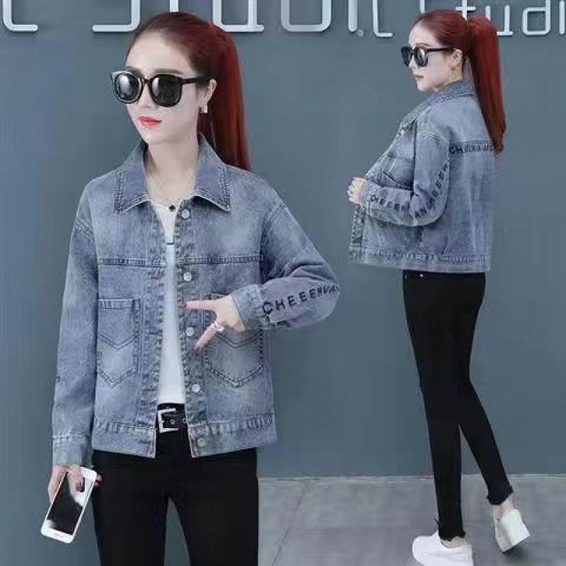 

2025 Women s European-Style Loose Short Denim Jacket - Deep Blue Spring Edition S
