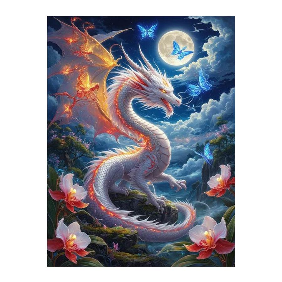Diamonds Art Painting Moon Dragon Diy Full Square Round Drill Rhinestone Embroidery Animals Mosaic Cross Stitch Kits Wall Decor