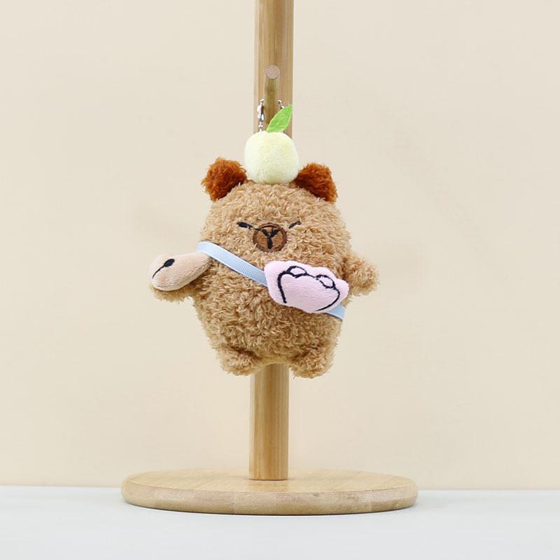 Adorable Capybara And Monkey Plush Keychain Doll Cute Stuffed Animal Key Ring Capybara