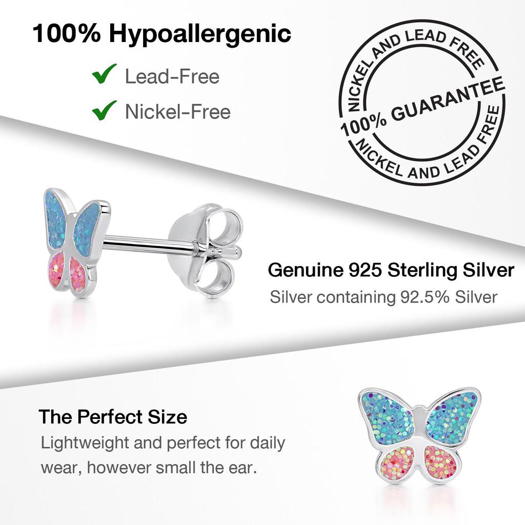 Orecchini pendenti con sfera glitterata in argento sterling