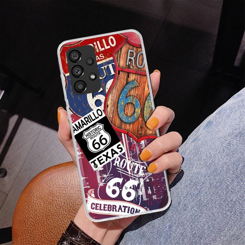 America Route 66 Phone Case For Samsung Galaxy A52 A32 A22 A12 A51 A31 A50S A30S A20S A10S Note 20 Ultra 10 Plus S10 A72 A71 Gal